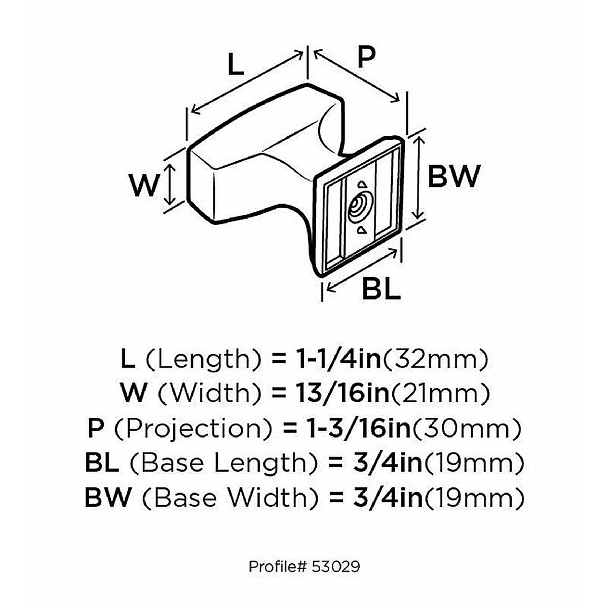 Amerock - BP53029BBZ - Mulholland Collection Rectangle Cabinet Knob 1.188 In. 1 Pack