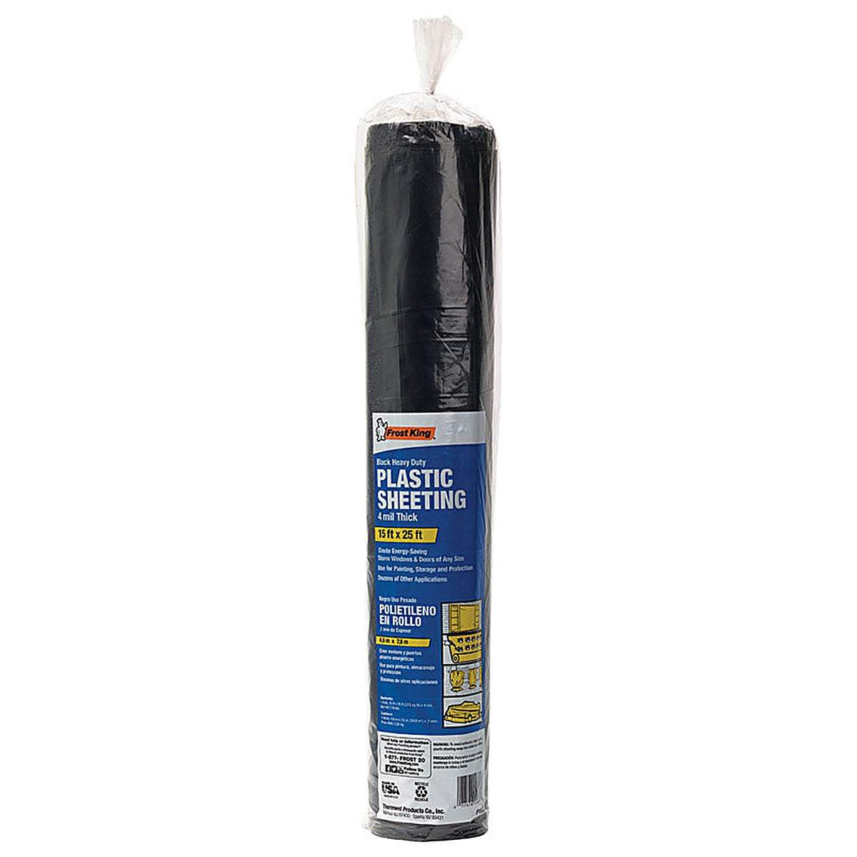 Frost King - P1525B - Plastic Sheeting 4 Mil X 15 W X 25 Ft. L Plastic Black