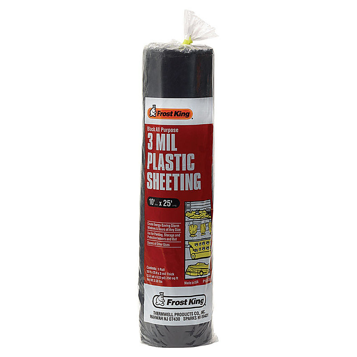 Frost King - P1025/3B - Plastic Sheeting 3 Mil X 10 W X 25 Ft. L Plastic Black