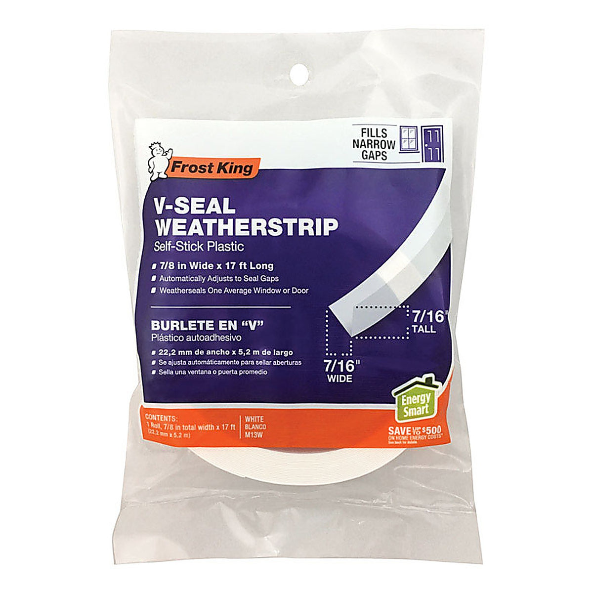 Frost King - M13WH - White PVC Weather Seal for Doors and Windows 17 Ft. L X 0.88 In.