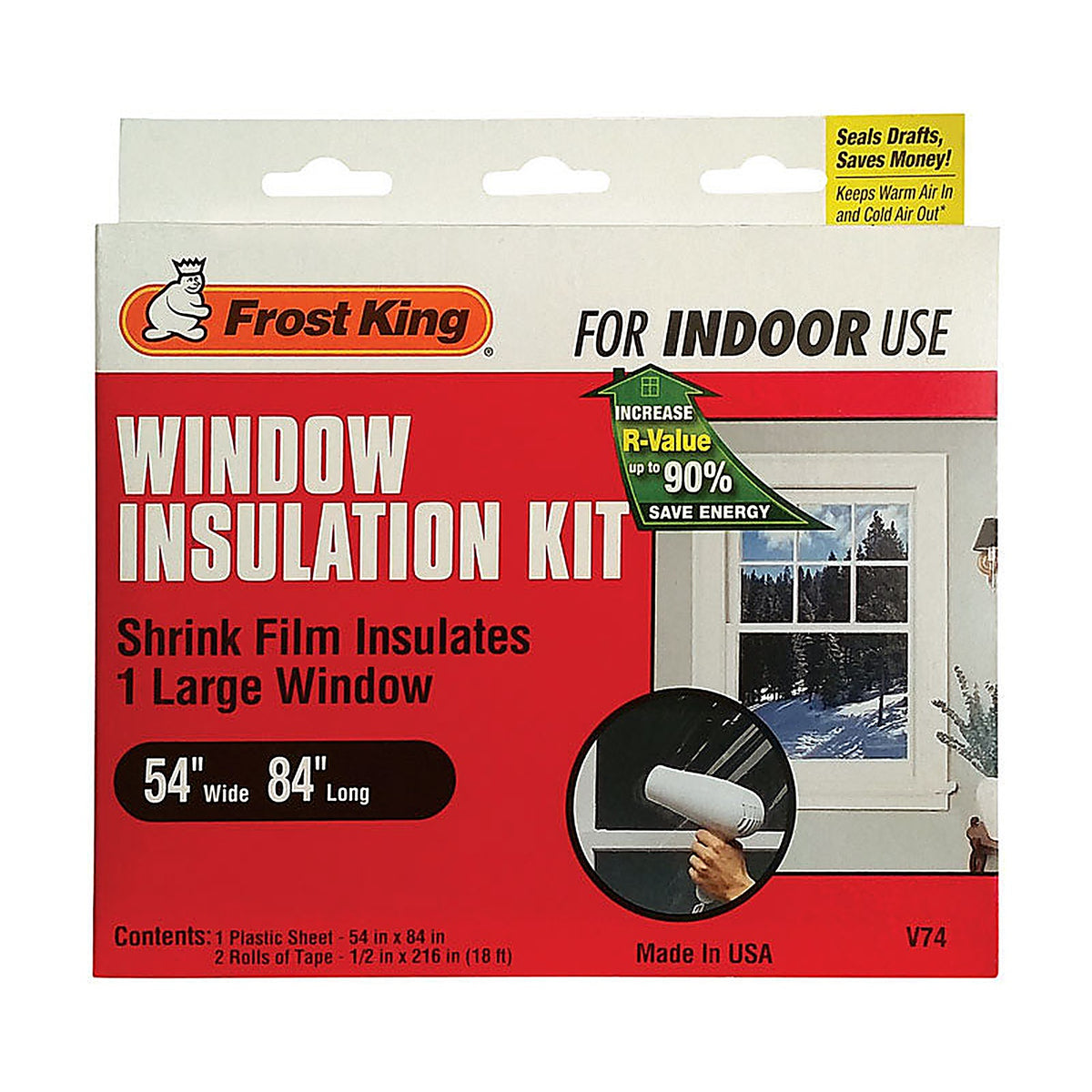Frost King - V74 - Clear Indoor Window Film Insulator Kit 54 In. W X 84 In. L