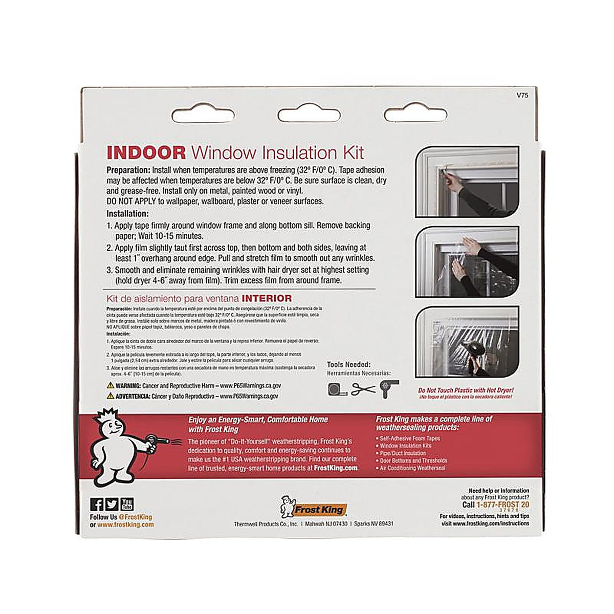 Frost King - V75H - Clear Shrink Indoor Window Film Insulator Kit 62 In. W X 210 In. L