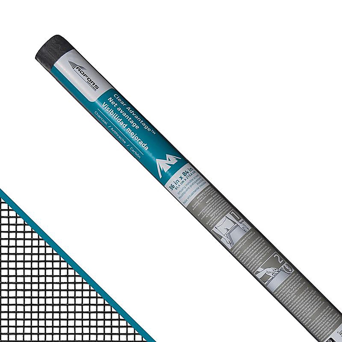 Saint-Gobain - FCS10396-M - Adfors Clear Advantage 36 In. W X 84 In. L Charcoal Fiberglass Insect Screen Cloth