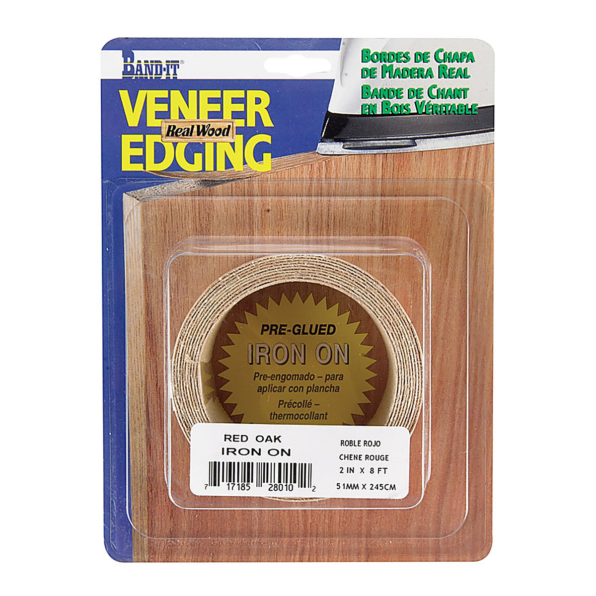 Band-It - 28010 - 2 In. W X 8 Ft. L Prefinished Red Oak Wood Veneer Edge Banding