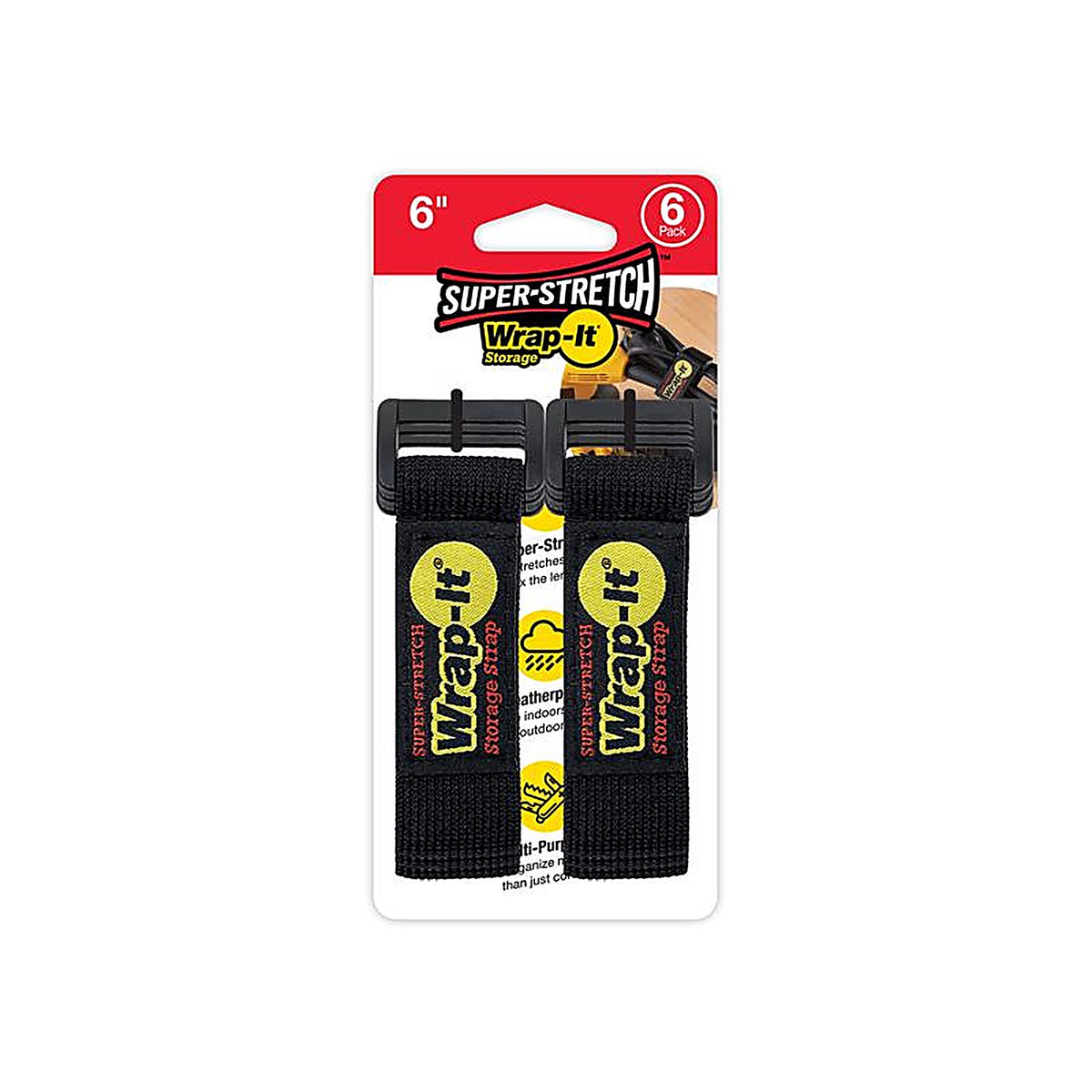 Wrap-It 706-06B Super-Stretch 1 in. W x 6 in. L Black Stretch Storage Straps 10 lb. 6/Pack
