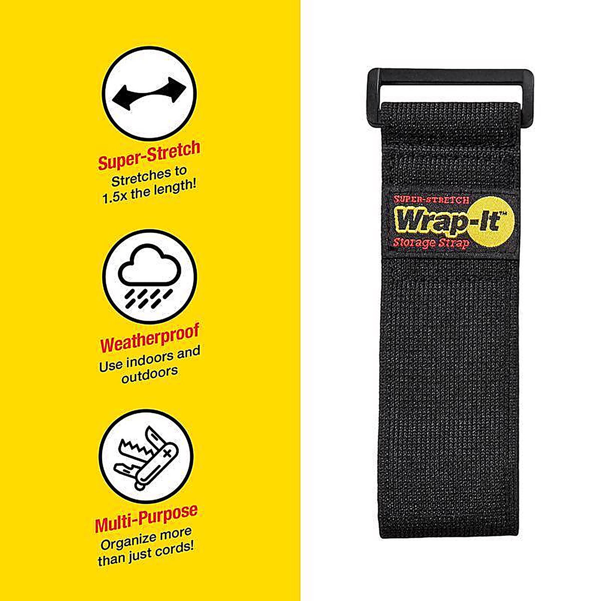 Wrap-It 704-12B Super-Stretch 2 in. W x 12 in. L Black Stretch Storage Straps 10 lb. 4/Pack