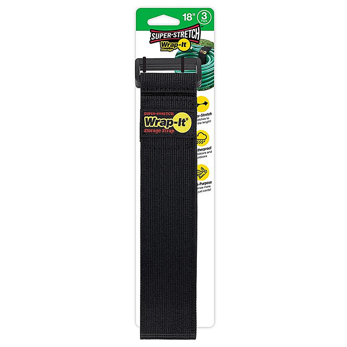 Wrap-It 703-18B Super-Stretch 2 in. W x 18 in. L Black Stretch Storage Straps 10 lb. 3/Pack