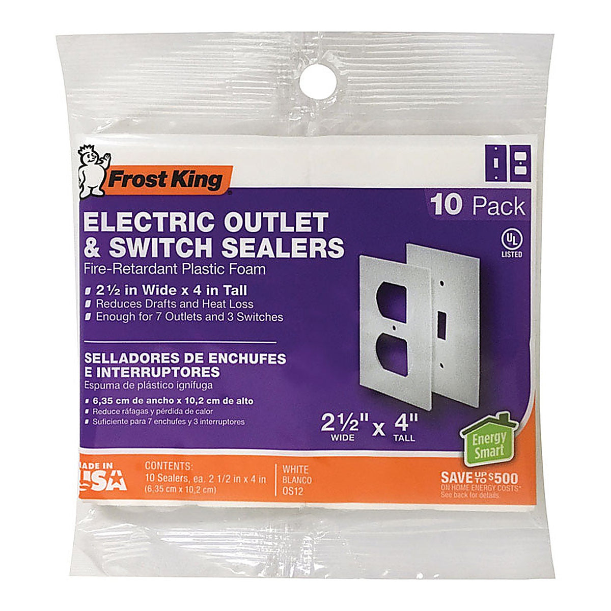 Frost King - OS12H - White 1 Gang Plastic Toggle Wall Plate Sealers 10 Pack