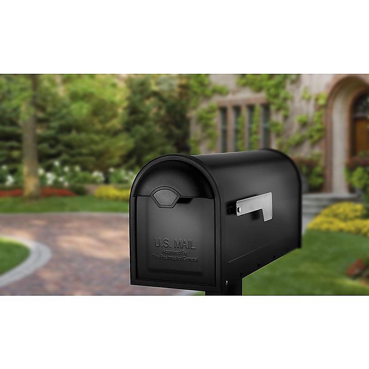 Architectural Mailboxes 8830B-10 Winston Galvanized Steel Post Mount Black Mailbox