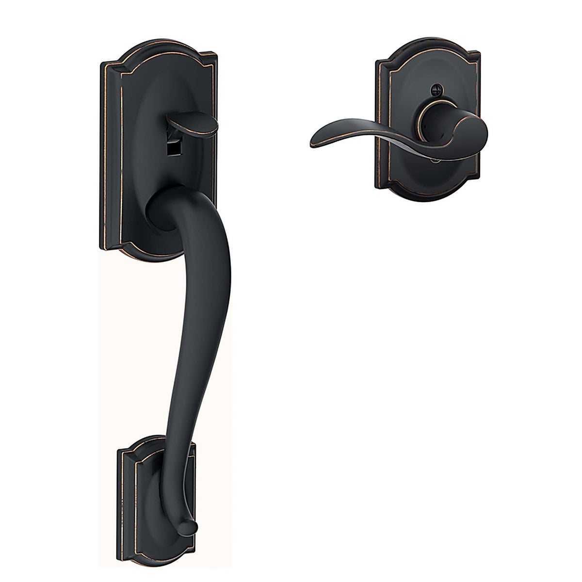 Schlage - FE285GCAM716ACC - Camelot Aged Bronze Handleset Right or Left Handed