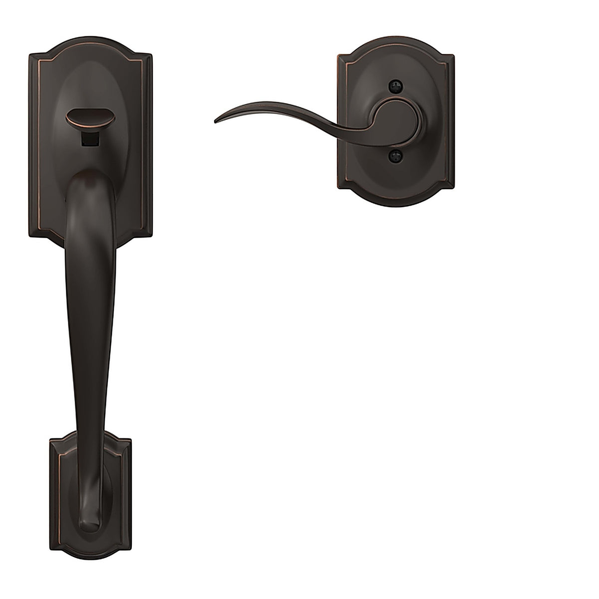 Schlage - FE285GCAM716ACC - Camelot Aged Bronze Handleset Right or Left Handed