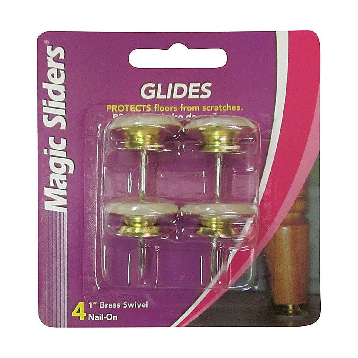 Magic Sliders - 45461 - Gold 1 In. Nail-On Steel Slide Glides 4 Pack