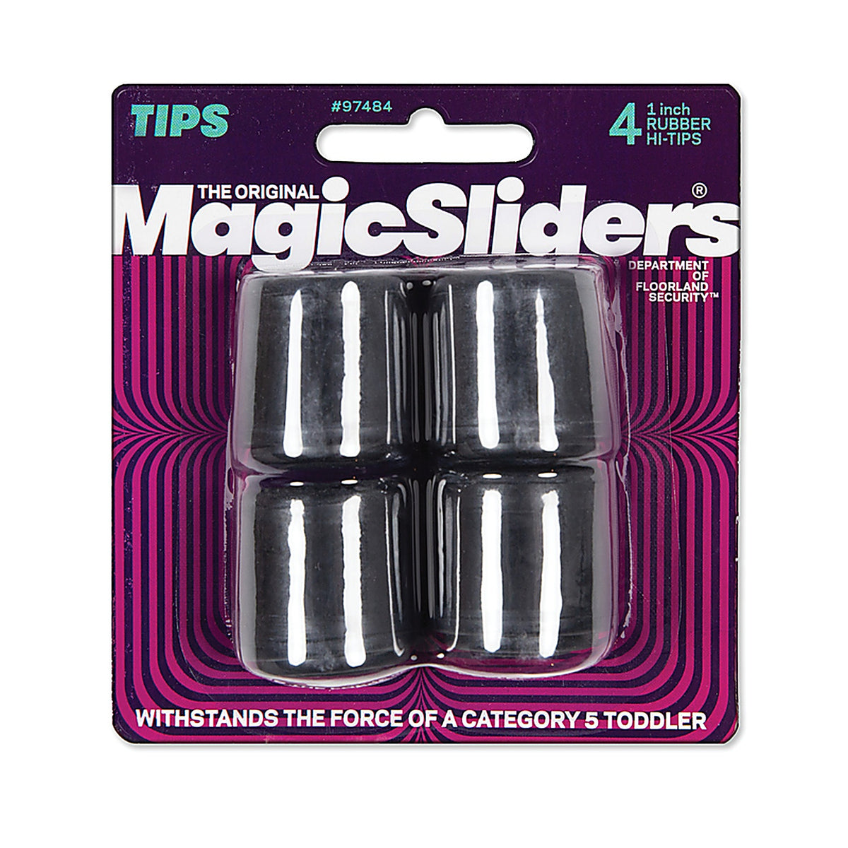 Magic Sliders - 97484 - Rubber Leg Tip Black Round 1 In. W 4 Pack