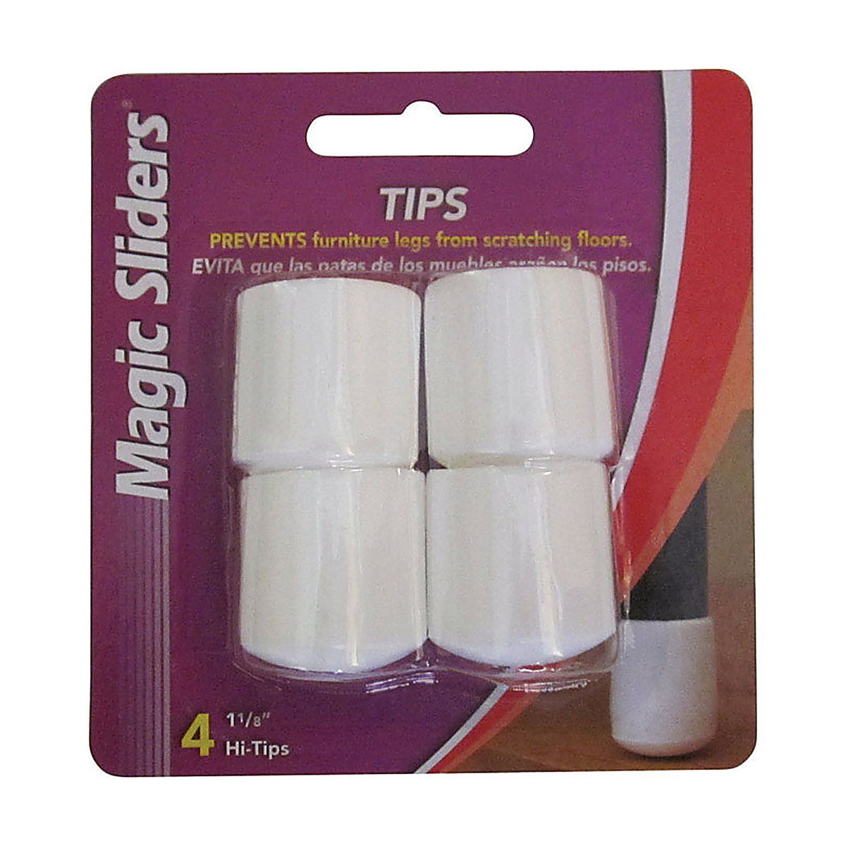 Magic Sliders - 94500 - Rubber Leg Tip White Round 1-1/8 In. W 4 Pack