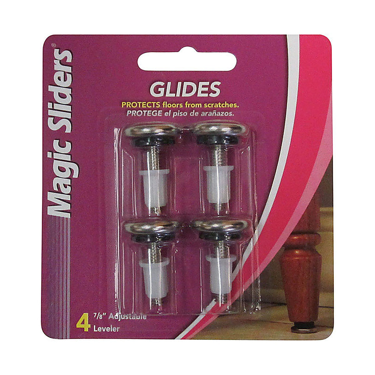 Magic Sliders - 40360 - Silver Steel Adjustable Leveling Glide 4 Pack