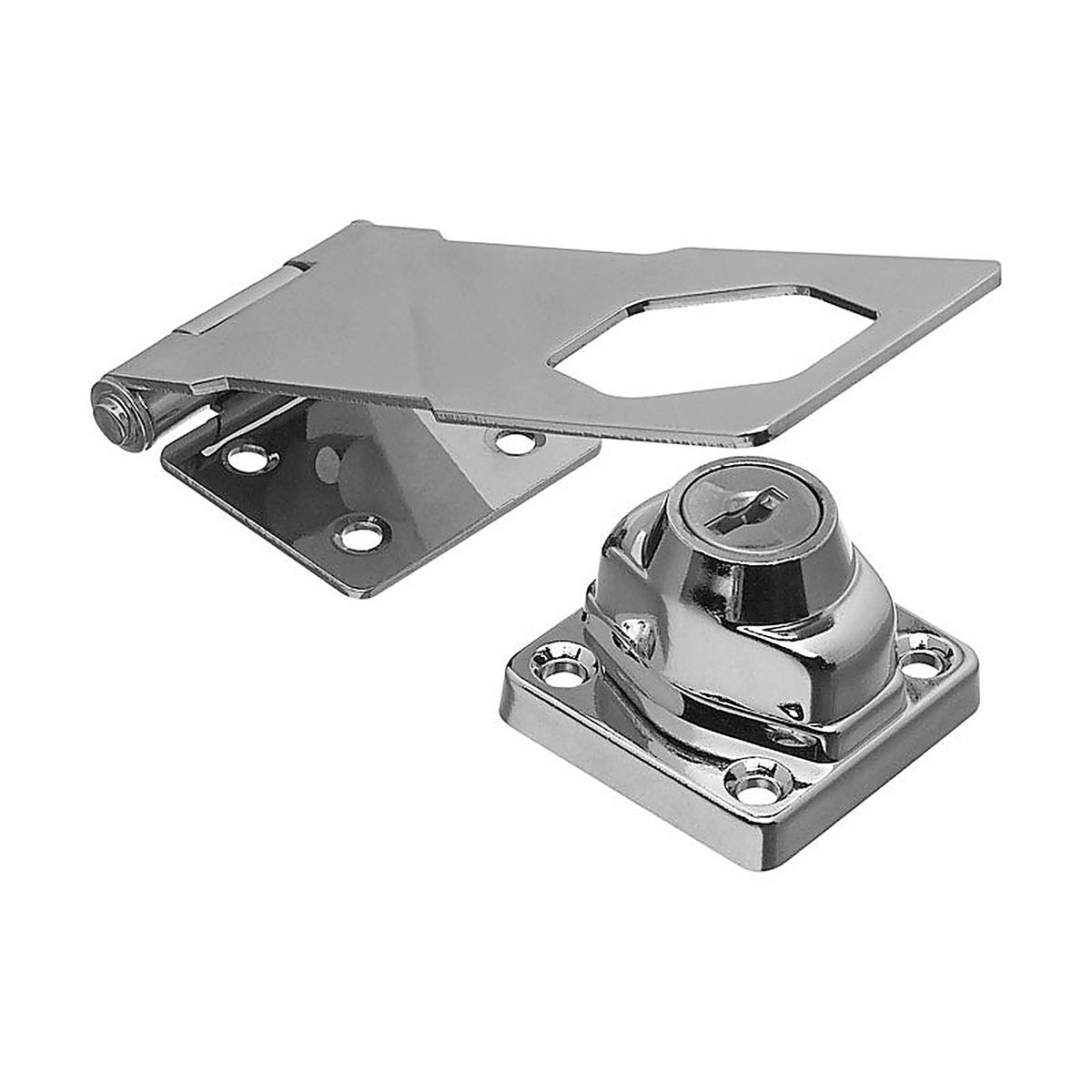 National Hardware N206-953 Chrome-Plated Steel 4-1/2 in. L Keyed Hasp Lock 1