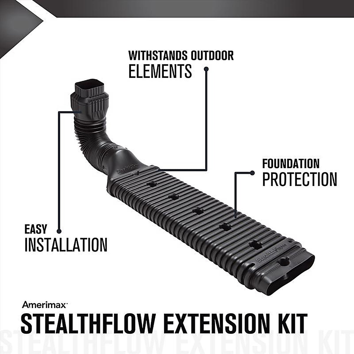Amerimax 4601 StealthFlow 4.75 in. H X 7.25 in. W X 43 in. L Black Vinyl K Downspout Extension