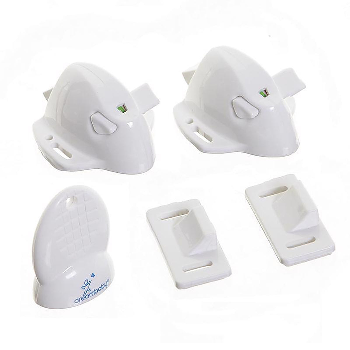 Dreambaby L856A White Plastic Adhesive Magnetic Cabinet Locks 2 pk