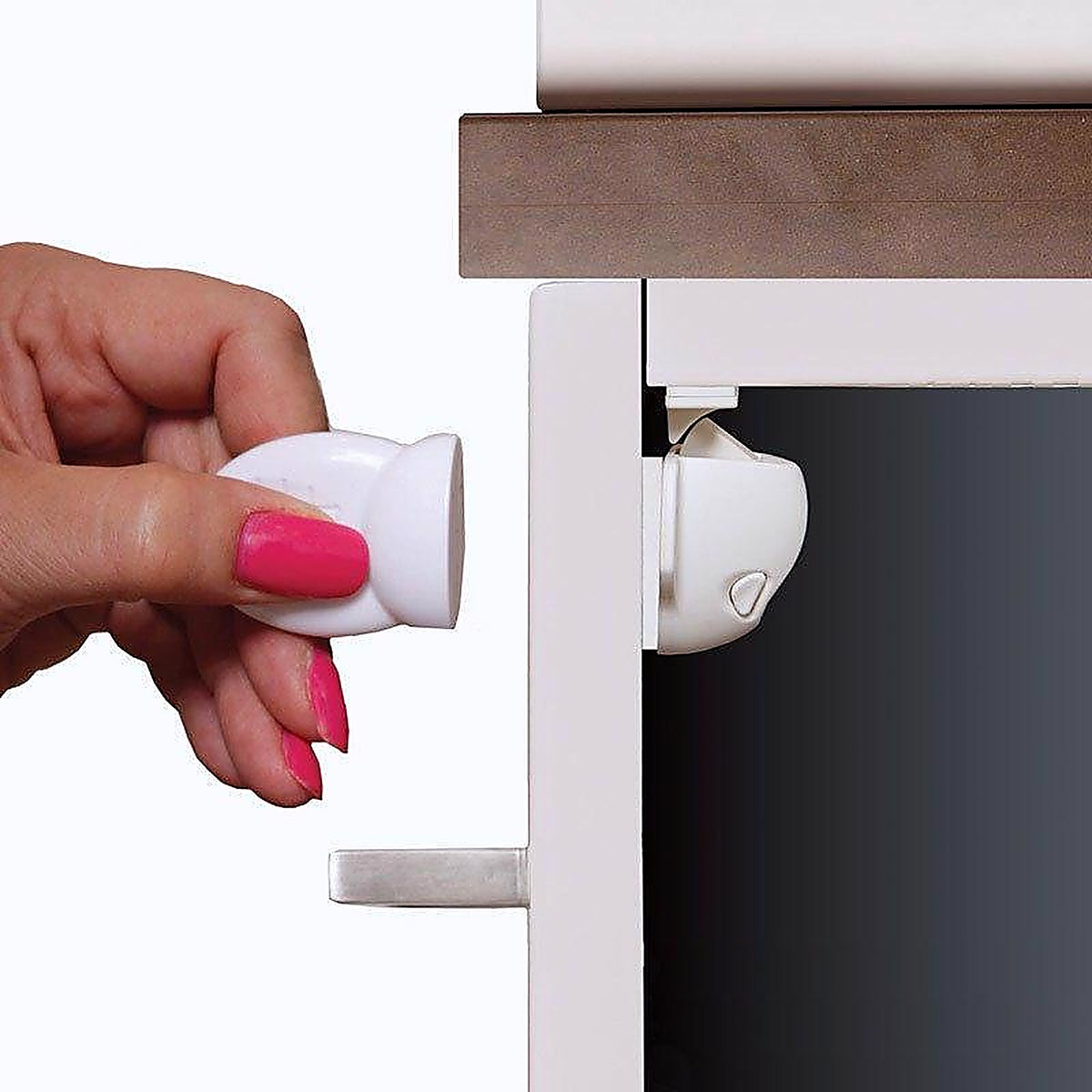 Dreambaby L856A White Plastic Adhesive Magnetic Cabinet Locks 2 pk