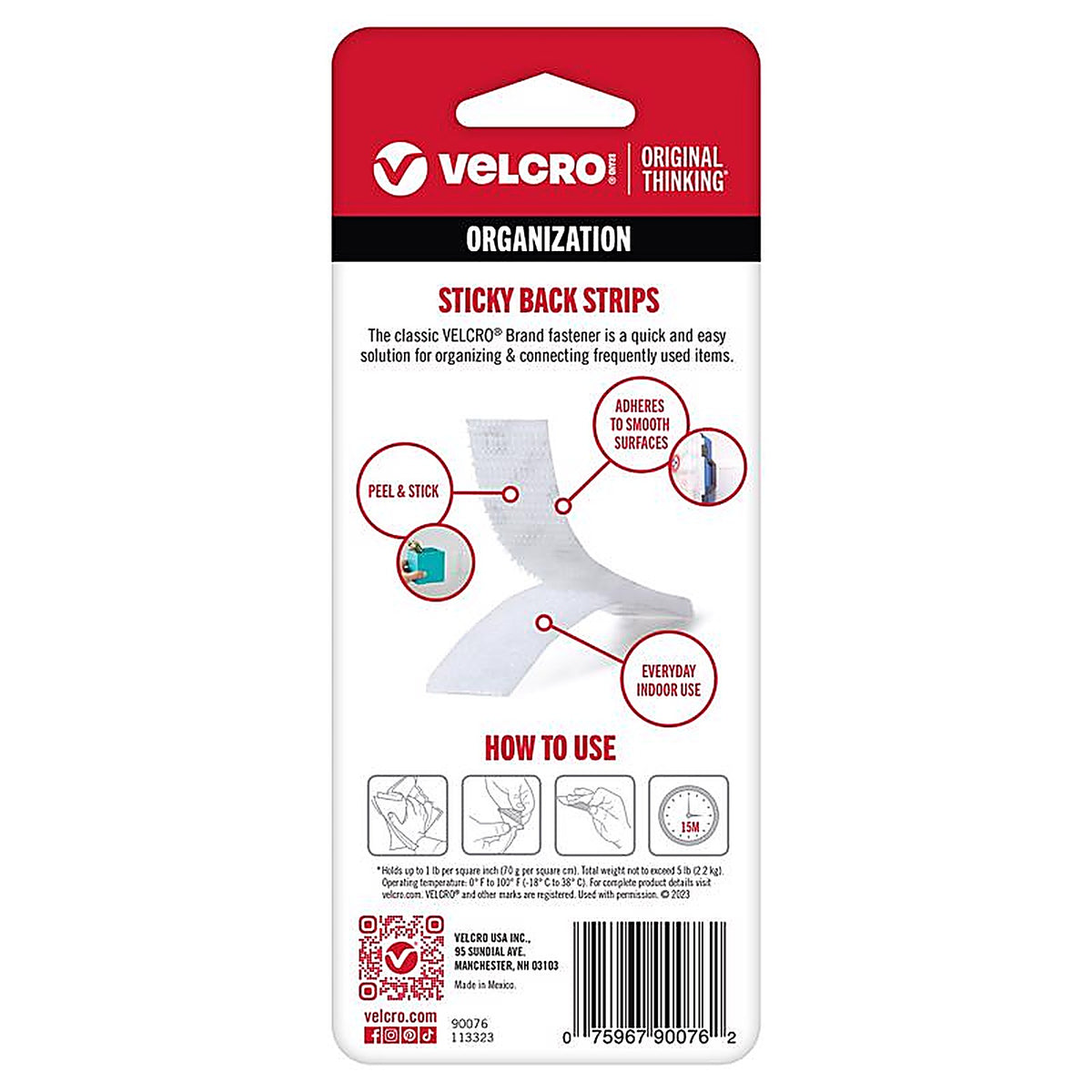 Velcro 90076 Hook and Loop Fastener 3-1/2 in. L 4/Pack