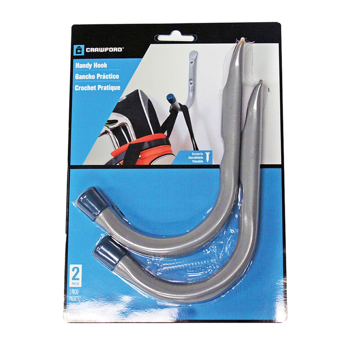 Crawford 13112 4 in. L Powder Coated Gray Steel Handy Hanger Holder 2/Pack