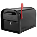 Architectural Mailboxes 6300B-10 Oasis Modern Galvanized Steel Post Mount Black Mailbox