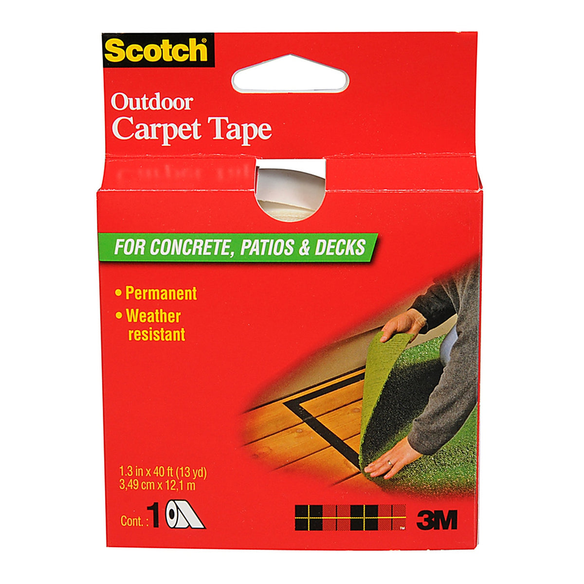 Scotch - CT3010 - 1.3 In. W X 40 Ft. L Reversible Outdoor Carpet Tape