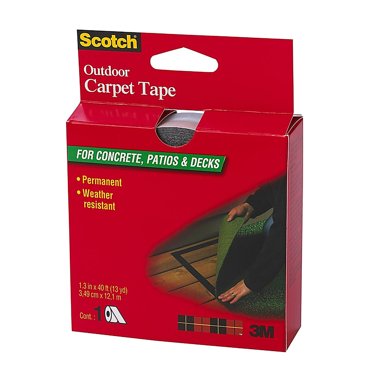 Scotch - CT3010 - 1.3 In. W X 40 Ft. L Reversible Outdoor Carpet Tape