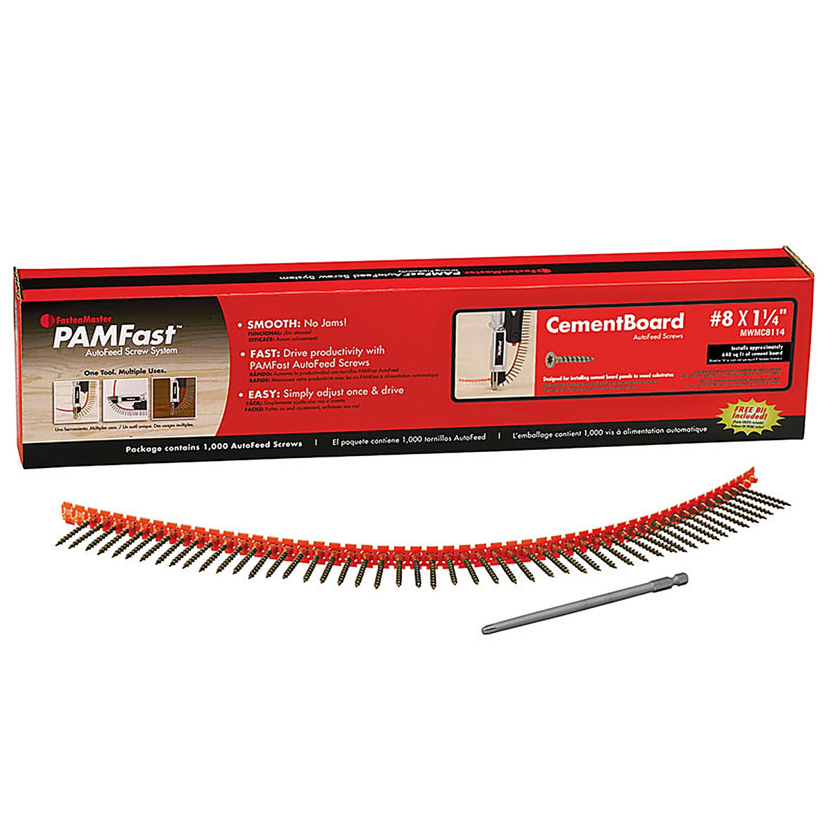 Fastenmaster - SD-28-MWMC8114 - Pamfast No. 8 X 1-1/4 In. L Star Flat Head Coarse Cement Board Screws