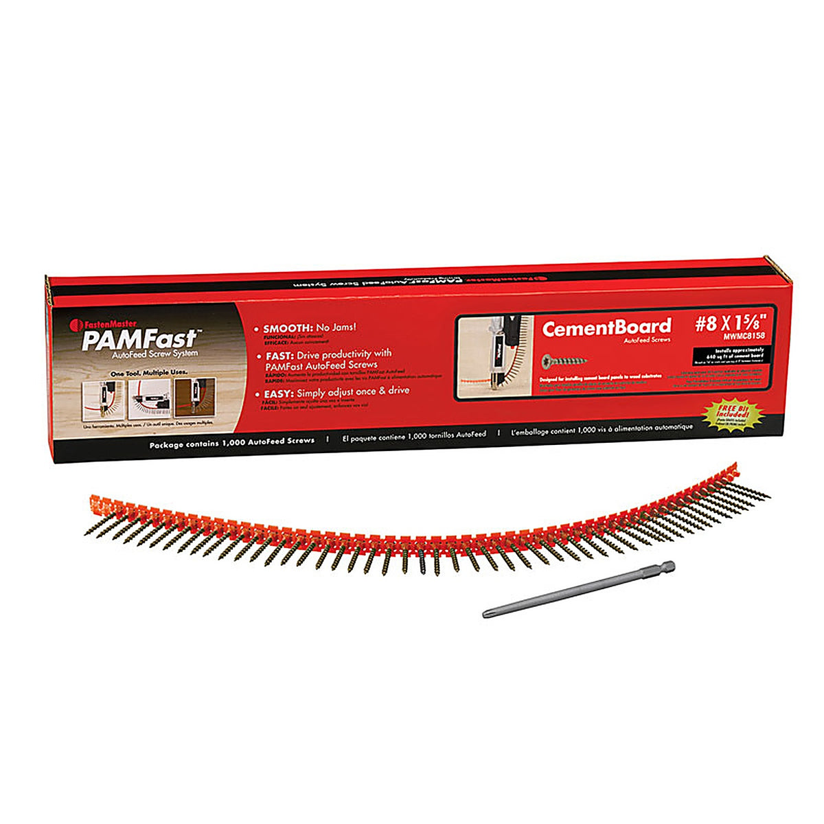 Fastenmaster - SD-28-MWMC8158 - Pamfast No. 8 X 1-5/8 In. L Star Wafer Head Coarse Cement Board Screws