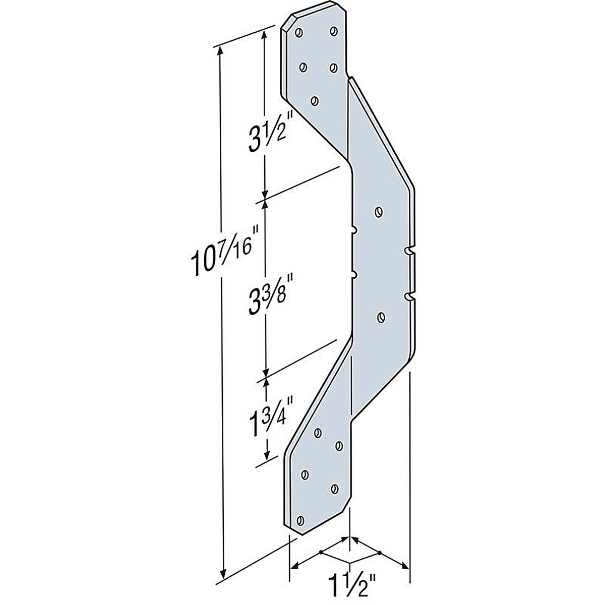 Simpson Strong-Tie - H2A - 10.44 In. H X 1.53 In. W 18 Ga. Steel Hurricane Tie