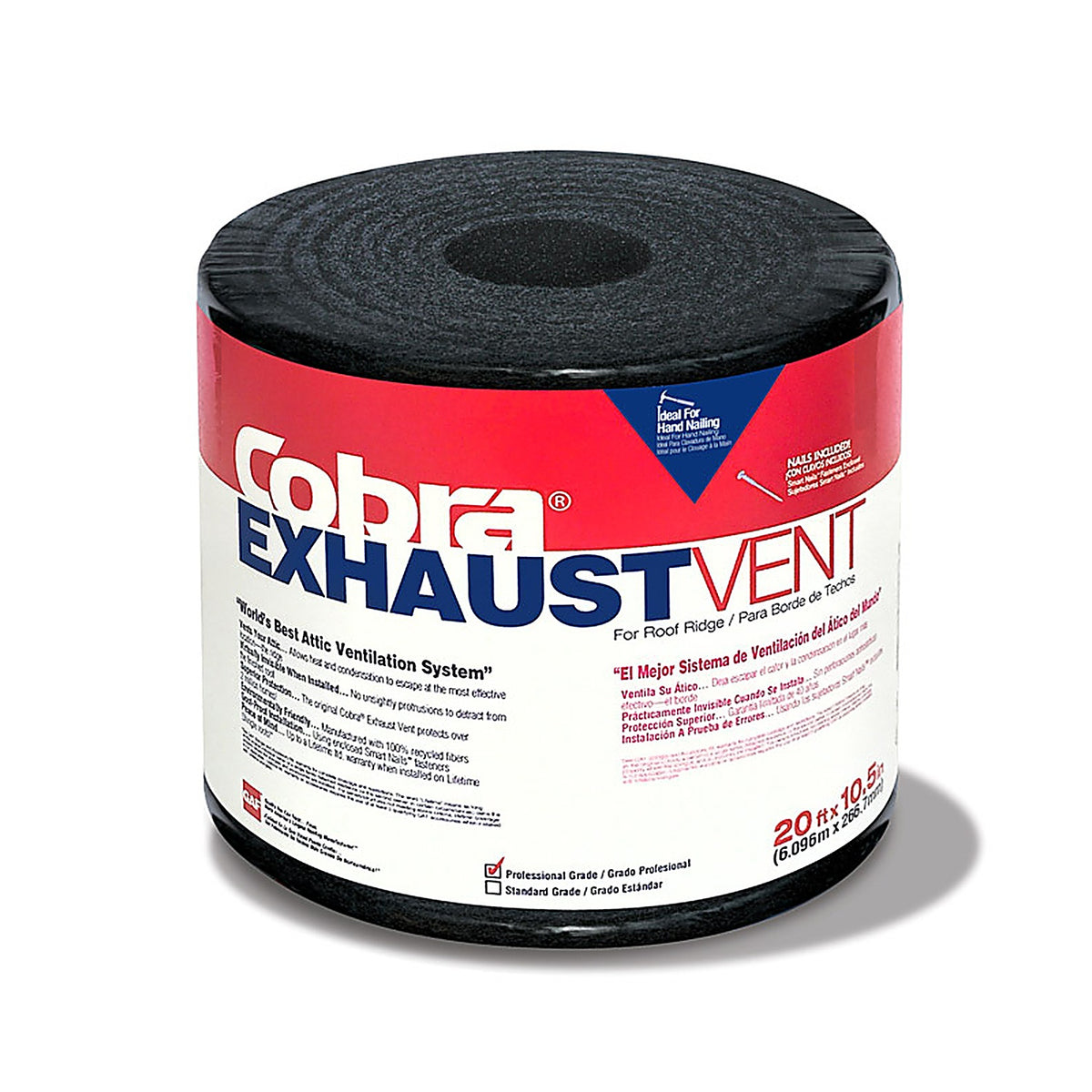 GAF - GAFCB10520 - Cobra 0.75 In. H X 10.5 In. W X 240 In. L Black Fiber/Polyester Shingle Over Ridge Vent