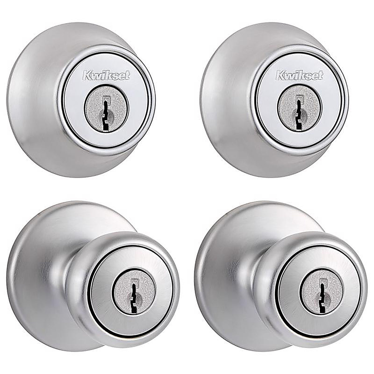 Kwikset 92420-036 Tylo Satin Chrome Deadbolt and Entry Door Knob ANSI/BHMA Grade 3 1-3/4 in.