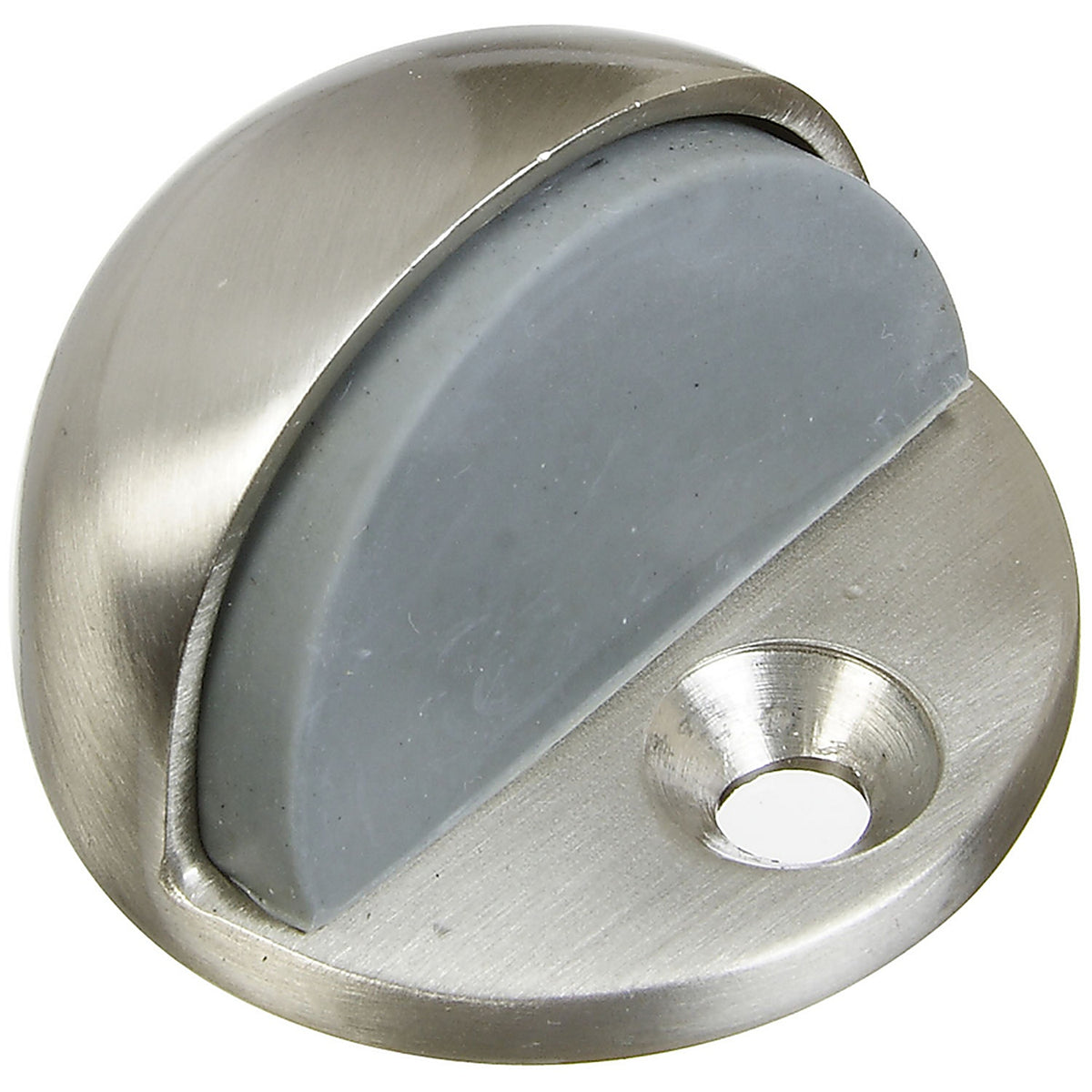 National Hardware N325-324 Solid Brass w/Rubber Bumper Satin Nickel Silver Door Stop Mounts to floor