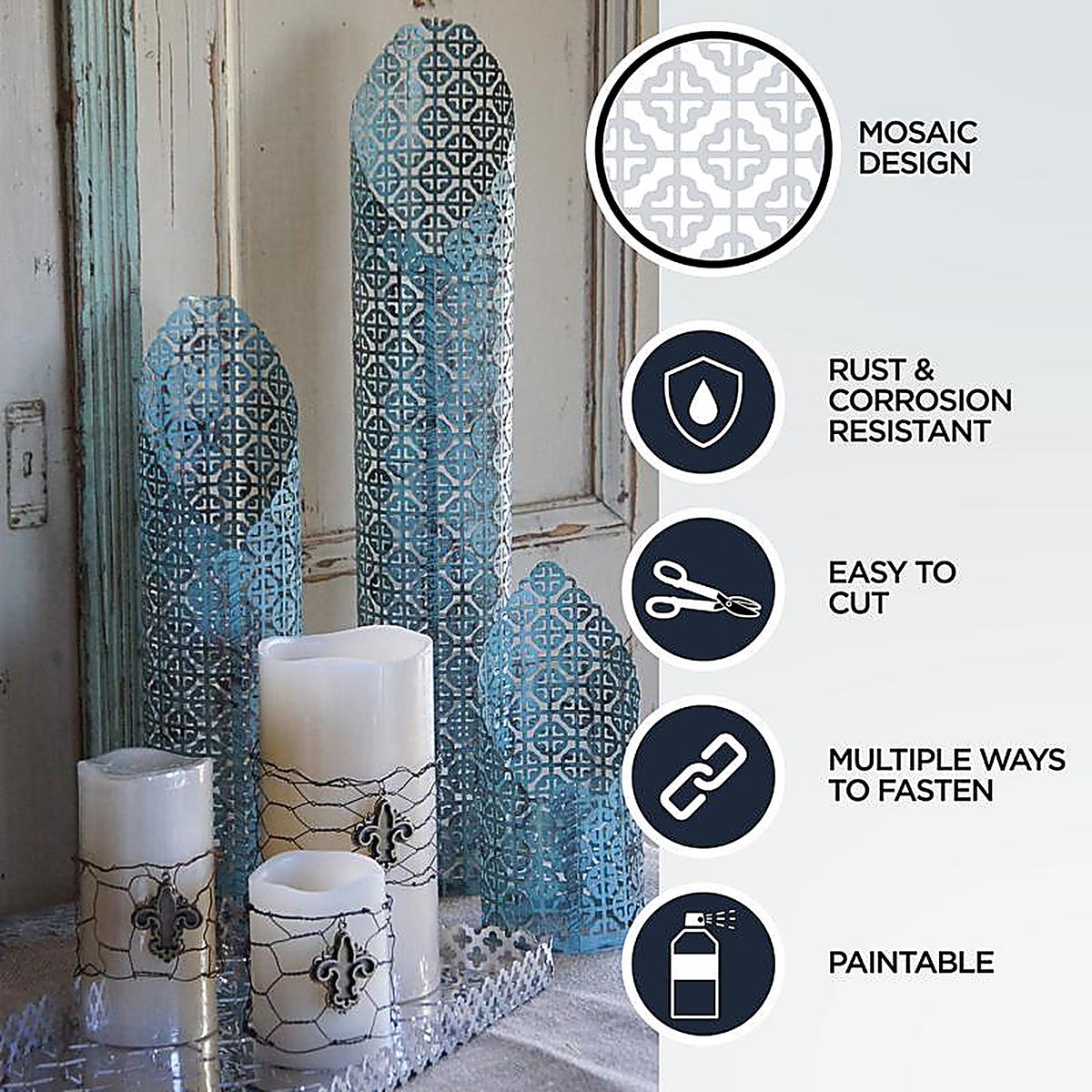 M-D 57005 0.02 in. x 12 in. W x 24 in. L Satin Nickel Aluminum Mosaic Sheet Metal