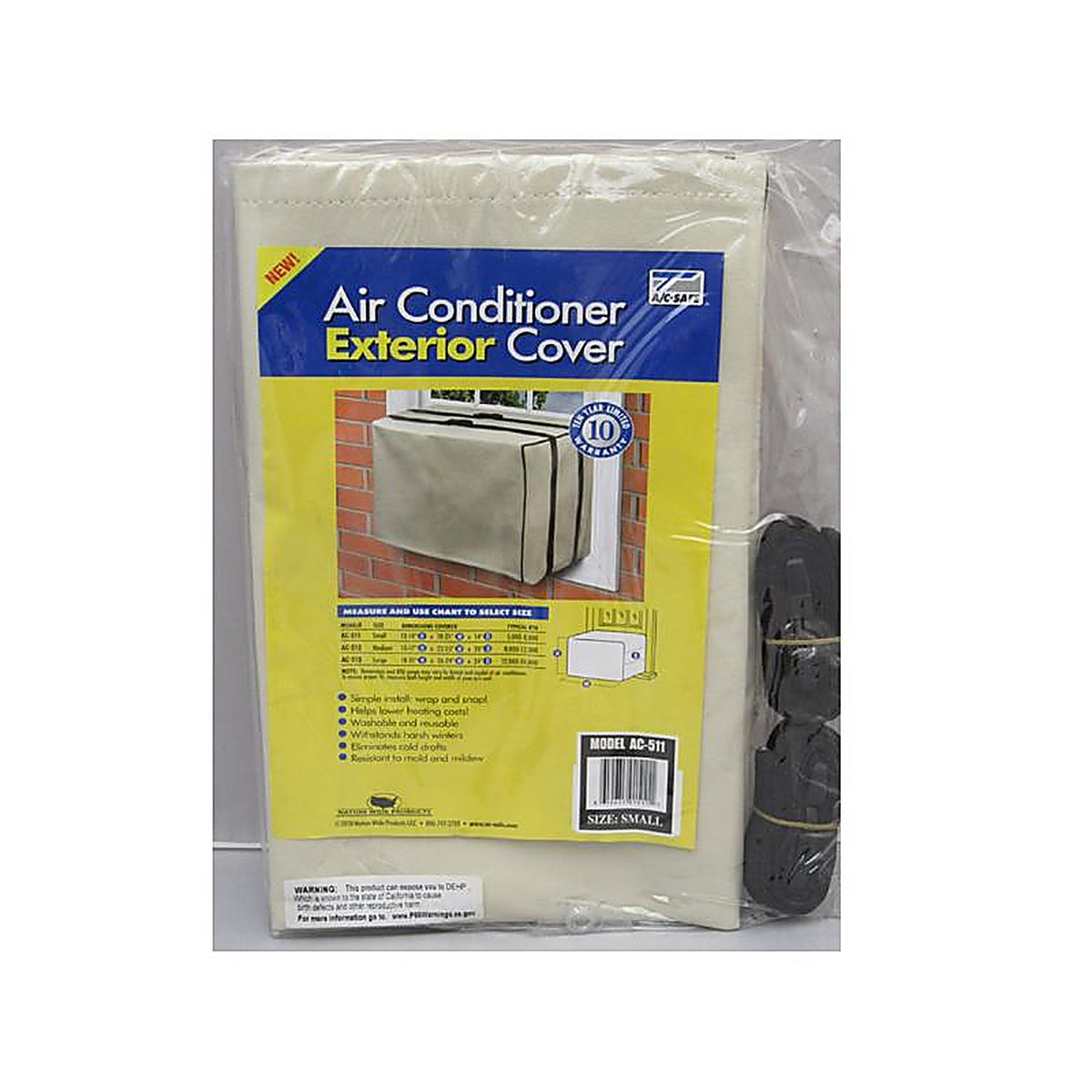 A/C Safe AC-511 14 in. H x 21 in. W PVC Tan Square Outdoor Window Air Conditioner Cover
