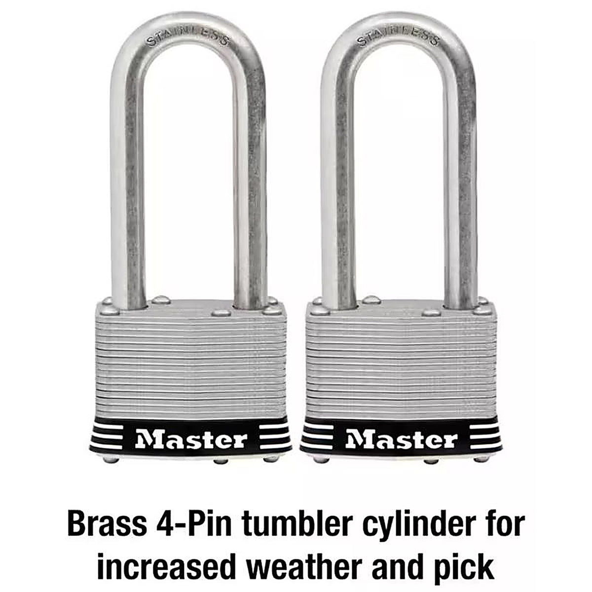 Master Lock - 5SSTRILJHC - 2 In. W Laminated Steel 4-Pin Cylinder Weather-Resistant Padlock