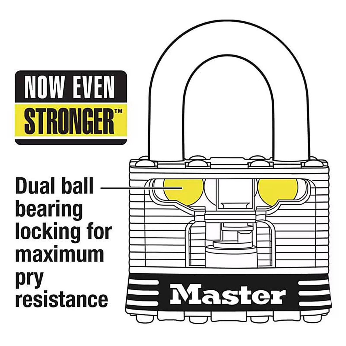 Master Lock - 5SSTRILJHC - 2 In. W Laminated Steel 4-Pin Cylinder Weather-Resistant Padlock
