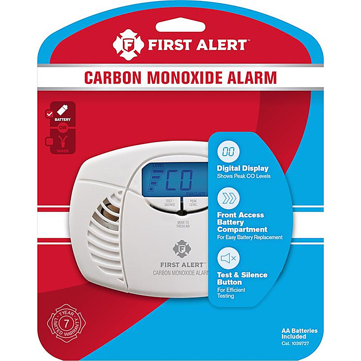 First Alert 1039727 Battery-Powered Electrochemical Carbon Monoxide Detector