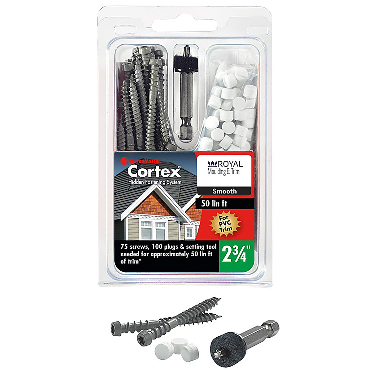 Fastenmaster - FMCTXT234-RY50S - Cortex No. 9 X 2-3/4 In. L Star Trim Head Self Tapping Trim Screws with Plugs