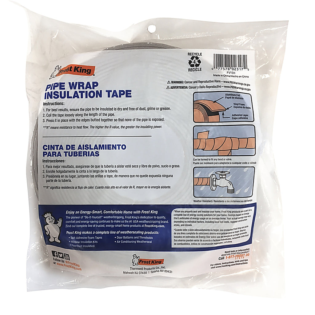 Frost King FV15H 2 in. W x 15 ft. L Tape Insulation Fiberglass Roll 2.5 sq. ft. Fiberglass