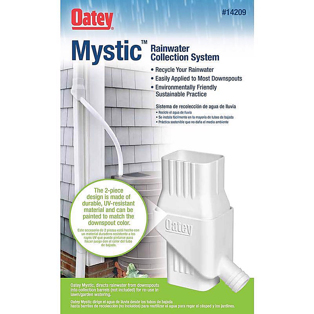 Oatey - 14209 - Mystic 8 In. H X 4 In. W X 6 In. L White Plastic Rain Collection System