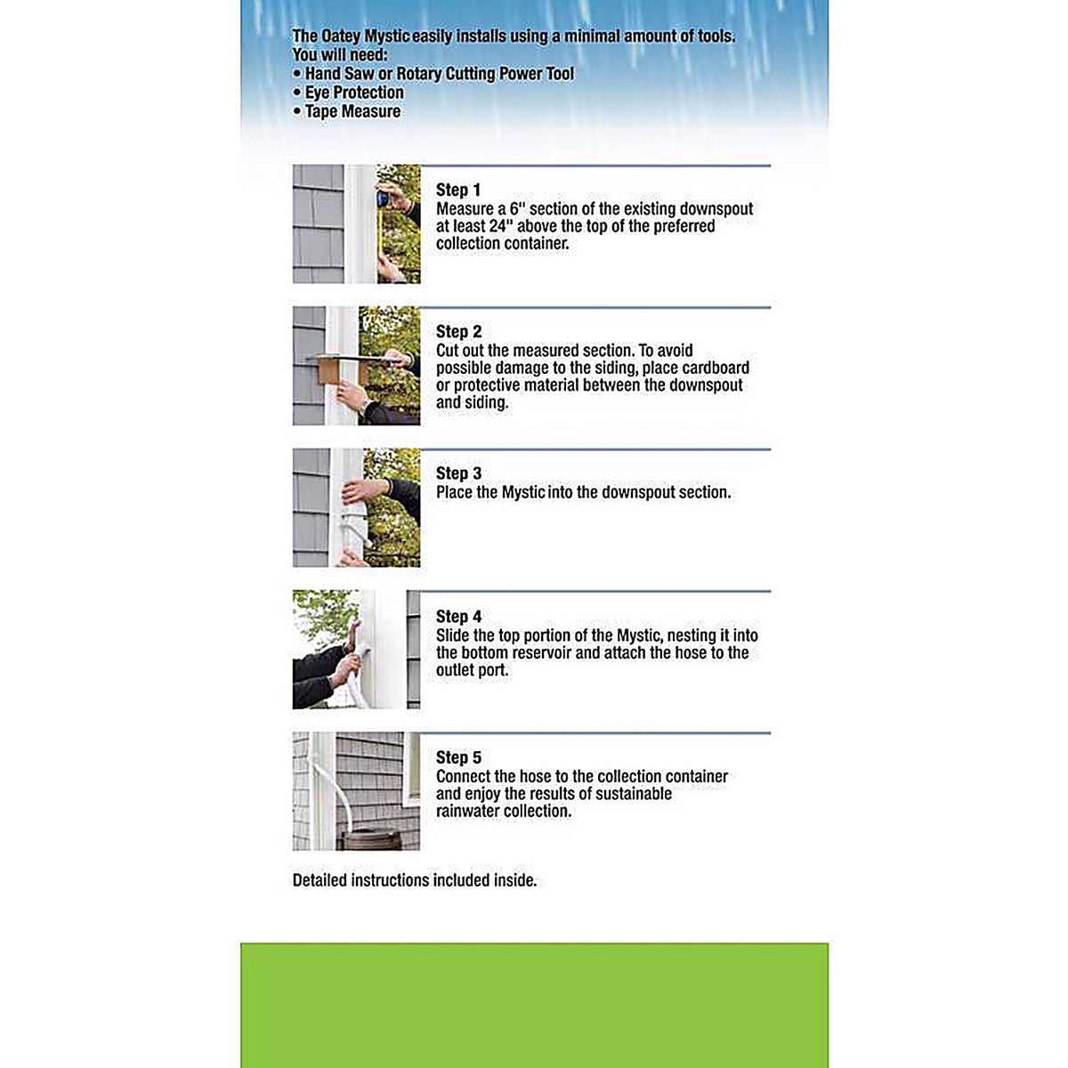 Oatey - 14209 - Mystic 8 In. H X 4 In. W X 6 In. L White Plastic Rain Collection System