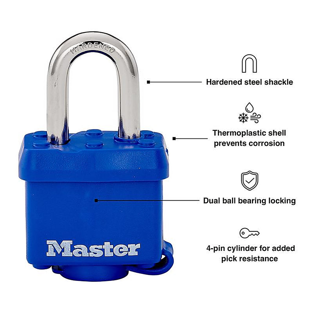 Master Lock - 312D - 1-11/16 In. H X 1 In. W X 1-9/16 In. L Vinyl Covered Steel 4-Pin Cylinder Weather-Resist