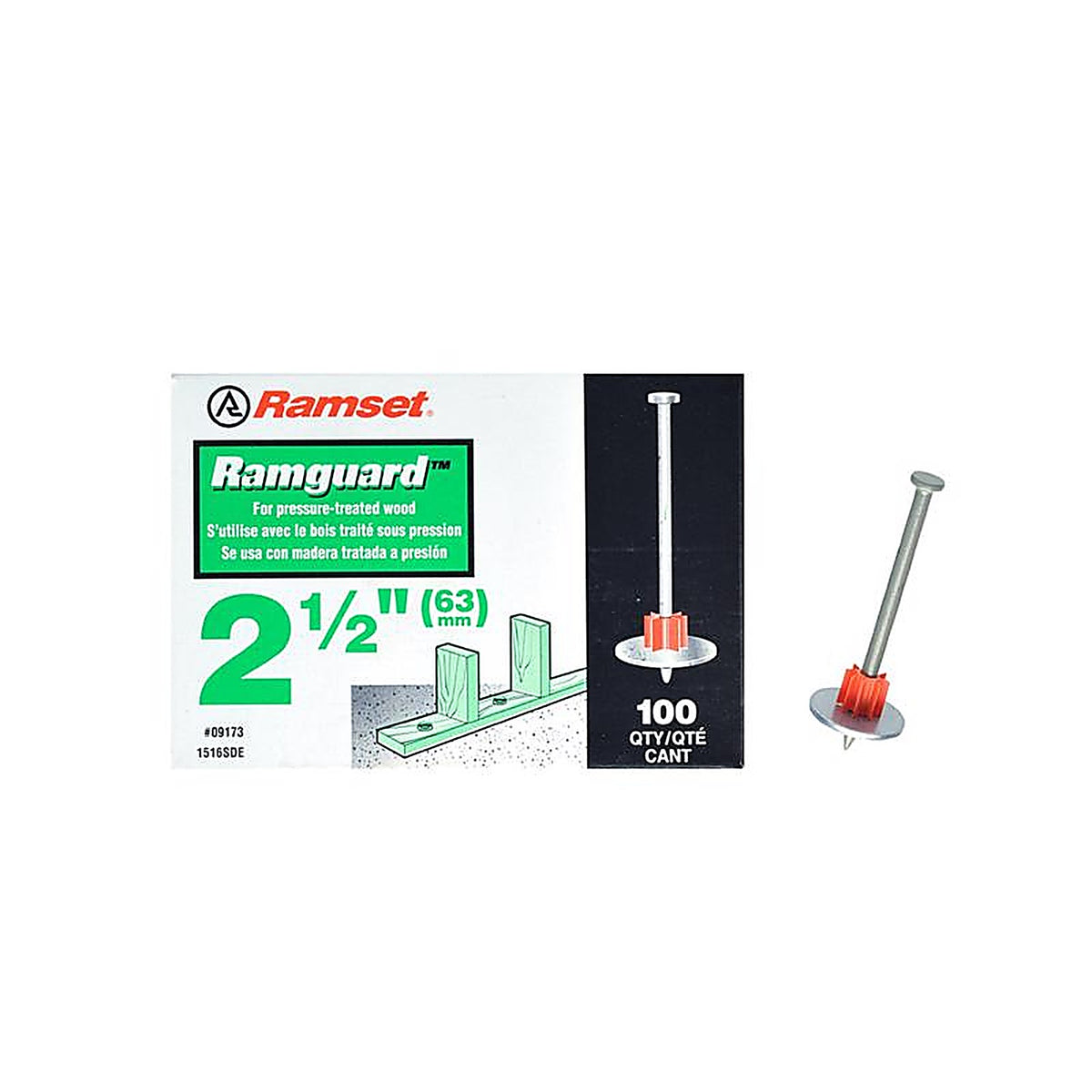 Ramset 9173 .3 in. Dia. x 2-1/2 in. L Steel Round Head Anchor Bolts 100/Pack