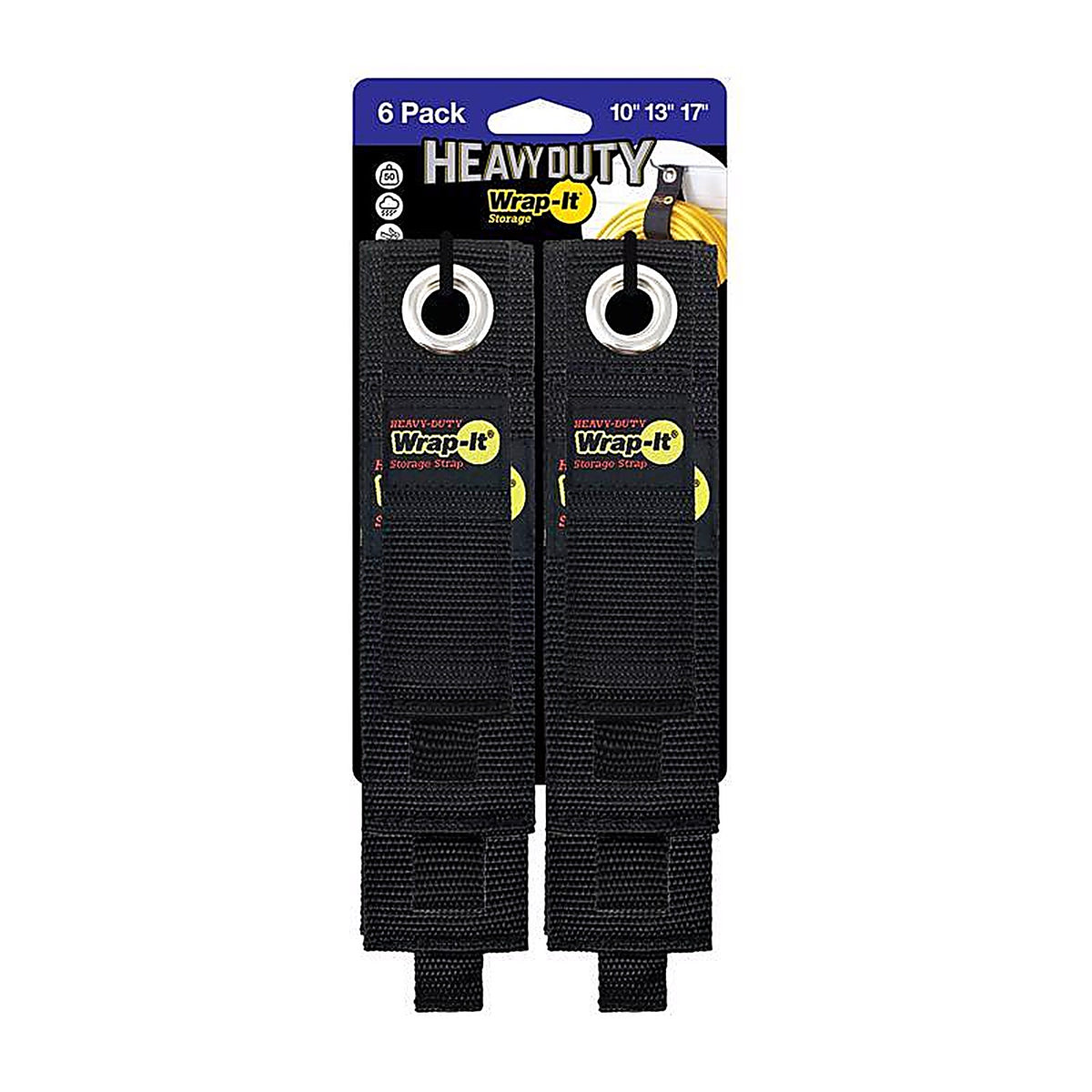 Wrap-It 106-234BX Heavy-Duty Black Storage Straps 50 lb. 6/Pack