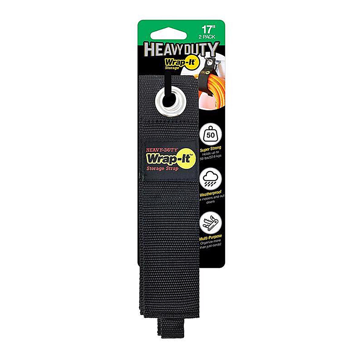 Wrap-It 102-40BX Heavy-Duty 2 in. W x 17 in. L Black Storage Straps 50 lb. 2/Pack