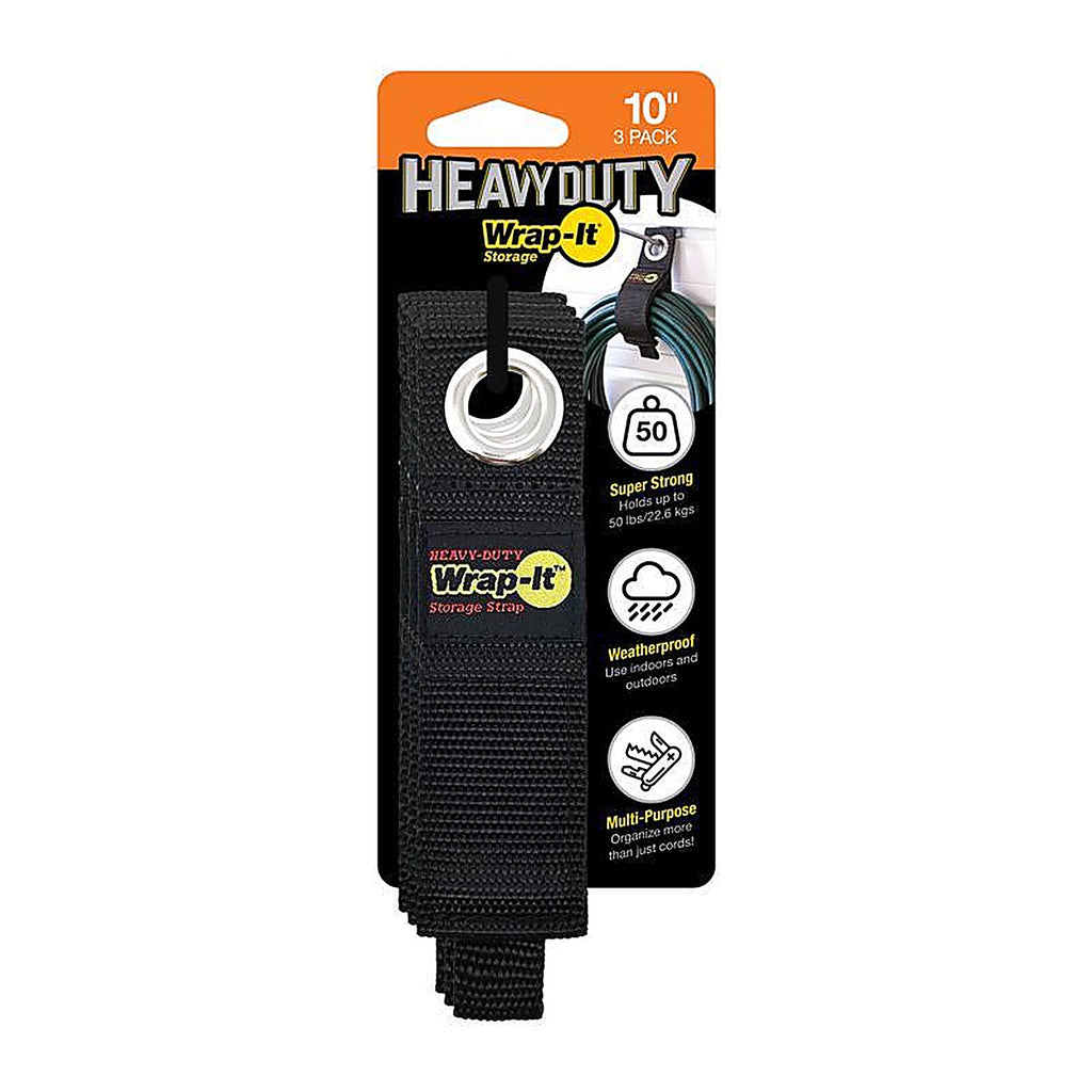 Wrap-It 103-20BX Heavy-Duty 1.5 in. W x 10 in. L Black Storage Straps 50 lb. 3/Pack