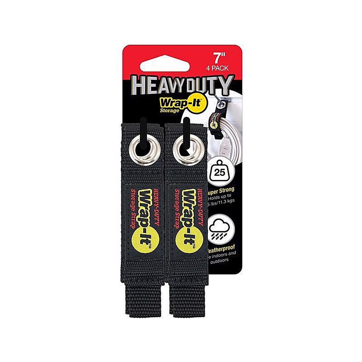 Wrap-It 104-10BX Heavy-Duty 1 in. W x 7 in. L Black Storage Straps 50 lb. 4/Pack