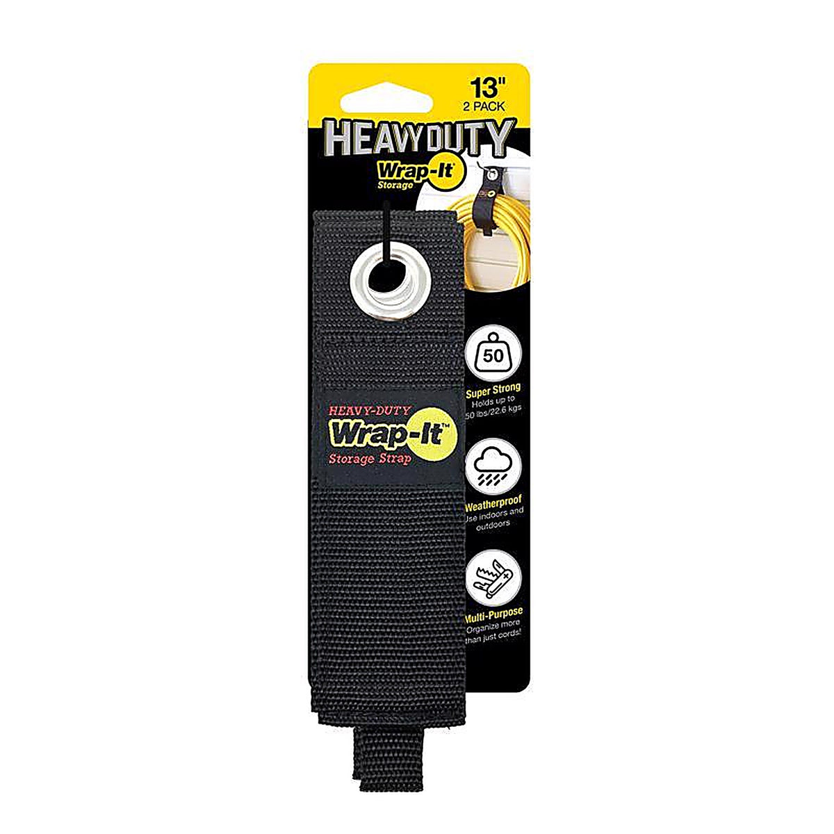 Wrap-It 102-30BX Heavy-Duty 2 in. W x 13 in. L Black Storage Straps 50 lb. 2/Pack